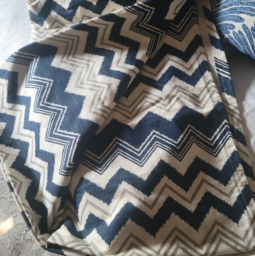 Custom shower curtain extra long ceiling height navy beige